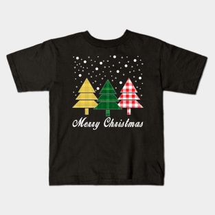 Christmas Santa Tree Xmas Christmas Plaid Kids T-Shirt